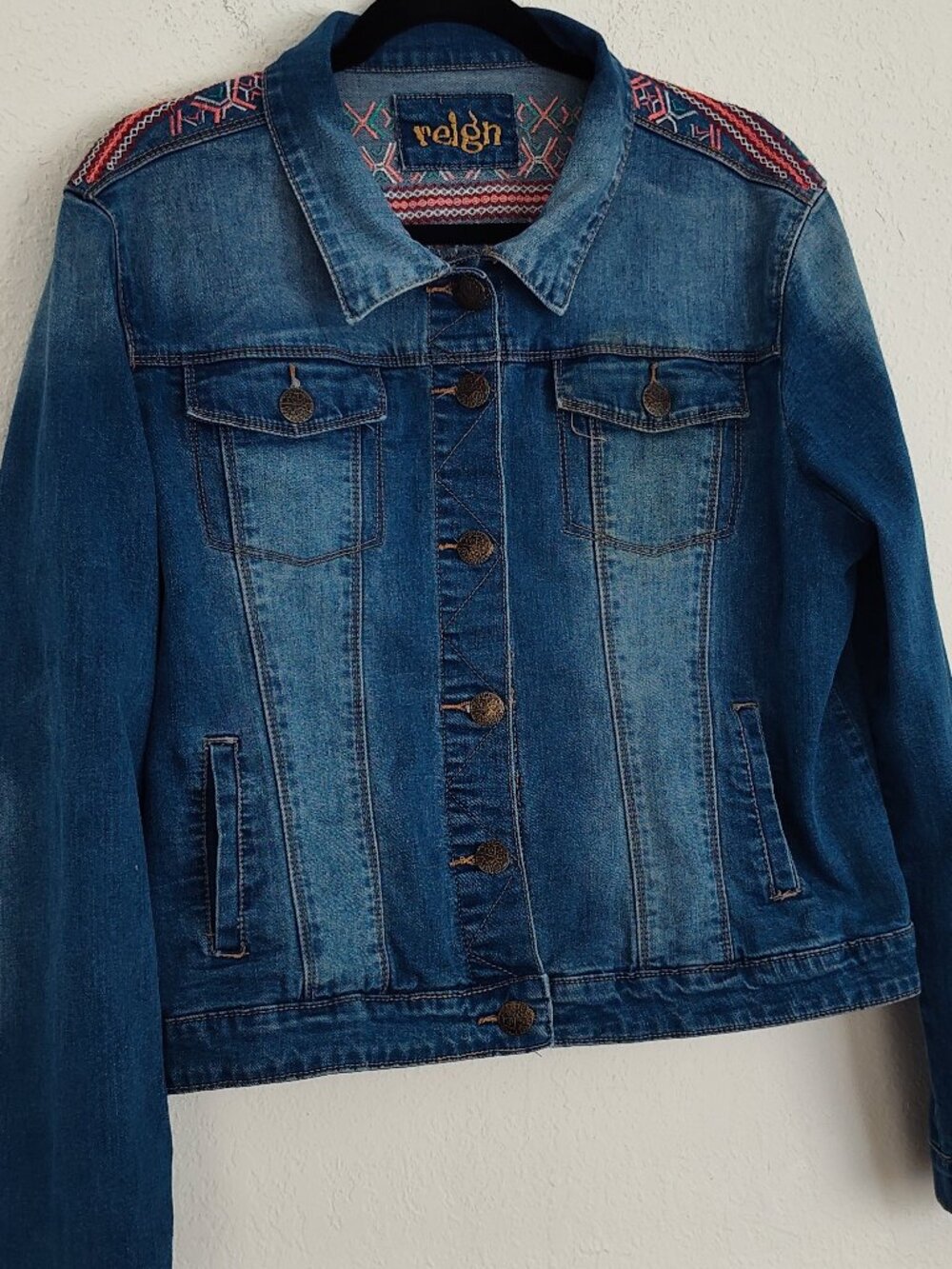Reign, Jean Jacket, Embroidered, Western Cowgirl, 2X